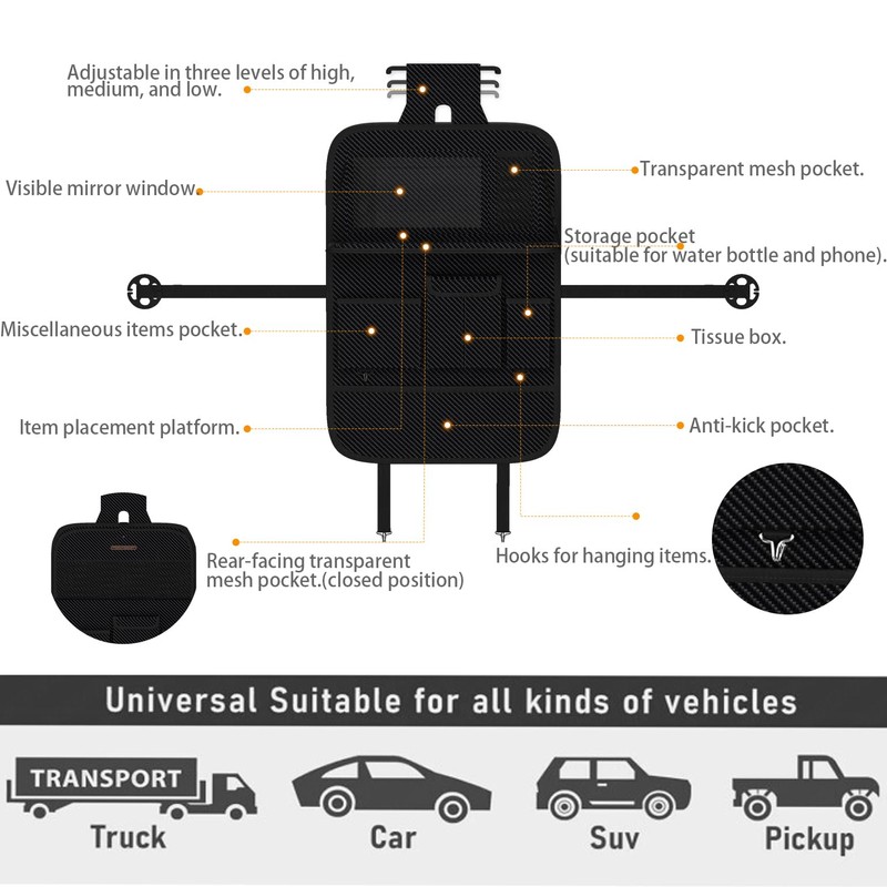 XDV Car Seat Organizers,Multi-functional Back Seat Protectors, Storage Pouches, and