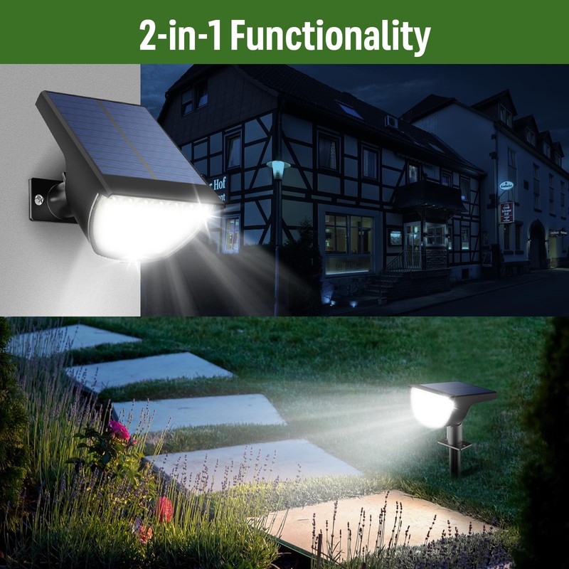 GKGG Solar Lights Outdoor Waterproof IP65, Solar Powered 76 LED