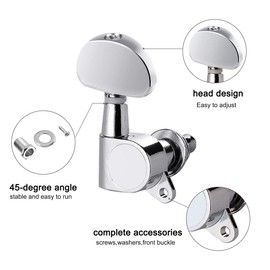 NATUCE Pack of 6 3R 3L Guitar Tuners, Guitar Tuning Pegs, Acoustic Guitar Mechanics, Knobs, Guitar Strings, Tuners, Mechanical Tuning Pegs for Acoustic Guitar, Electric Guitar