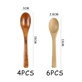 10 Pieces Wooden Round Spoon, Wooden Honey Spoon, Baking Tea Spoon, Coffee Spoon, Long Handle Rice Spoon, Small Soup Spoon, Wooden Mixing Spoon, Condiment Spoon