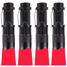 WAYLLSHINE 4 Pack Single Mode Red Light Flashlight, 1 Mode Red LED Flashlight Red Flashlight Torch, Red LED Red Light for Astronomy, Aviation, Night Observation