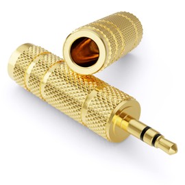 deleyCON Jack Adapter [Pack of 2] 3.5 mm to 6.35 mm - Stereo Audio Coupling - For Mobile Phones Smartphone Tablet PC Notebook Computer HiFi Receiver Amplifier Home Cinema TRS