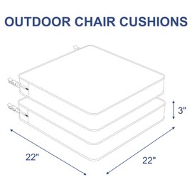 Melody Elephant Outdoor Chair Cushions 22x22x3 Inch, Patio Seat Cushion Furniture Swing Set of 2, Water Repellent Chairs Wicker Cushion Pads with Couch Sofa in Garden, Blue Salmone Tropical