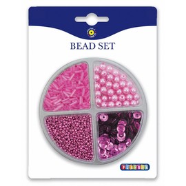 Playbox Beads Mix in Round Storage Box (Pink)