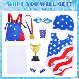 UNICORN ELEMENT 9 Pcs American 18" Doll Clothes Swimsuit Set & Accessories