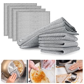 Limvoo 10Pcs Wire Dishwashing Rag, Multipurpose Wire Dishwashing Rags for Wet and Dry, Non Scratch Wire Dish Washing Rag, Wire Dish Cloths for Kitchen Bathroom for Dishes, Sinks, Counters, Stove Tops