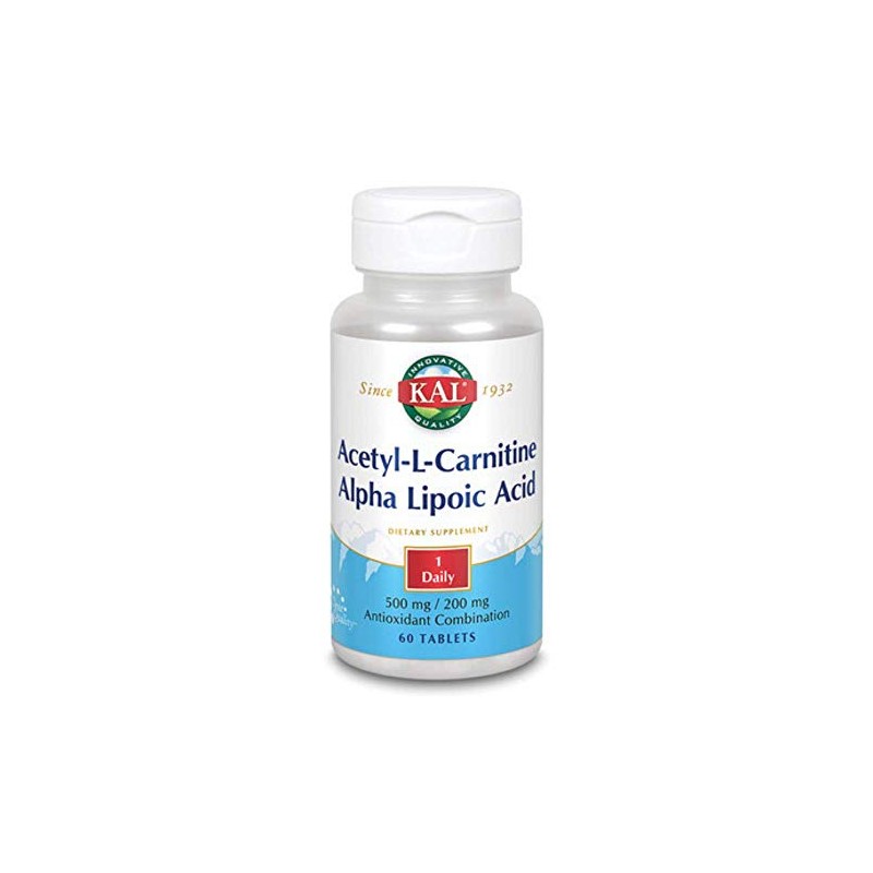 KAL Acetyl-l-Carnitine and Alpha Lipoic Acid Tablets, 500/200 mg, 60