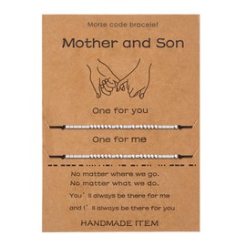 Mother And Son Morse Code Bracelet Pinky Promise Couple Distance Matching Adjustable Bracelet Friendship Gifts for Women 2 Pieces