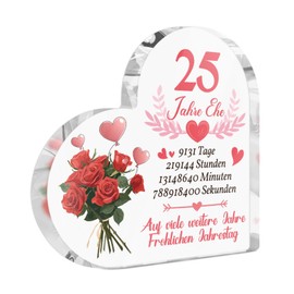 Putuo Decor Acrylschild 25 Jahre Ehe – Dekoration zum Hochzeitsjubiläum – Geschenk zum 25. Hochzeitstag für Ehepaar, Partner oder Eltern