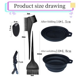 Set 7 Hair Dye Brush Kit,Professional Salon Hair Coloring Dying Set with Dye Brush,DIY Salon Bleaching Tools,Hair Dye Brush, Color Bowl, Clips, Earmuffs