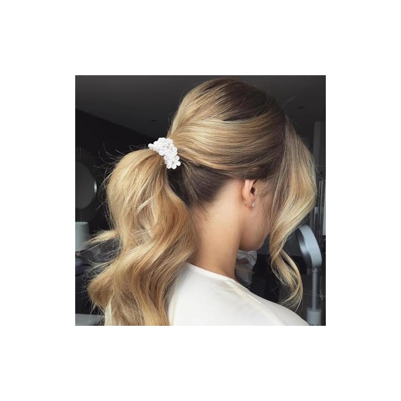 Haargummi mit Perlen, 9 Stück Elastische Haargummis Perlen, Haarschmuck Perlen,