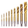 Wolfride 9pcs Titanium Spiral Flute Tap Set Metric Machine Tap