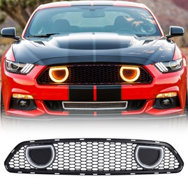 AMERICAN MODIFIED Front Upper Grille Compatible with 2015-2017 Ford Mustang EcoBoost, GT, & V6 - Mach 1, Matte Black