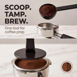 Black 2-In-1 Espresso Coffee Bean Spoon Tamping Scoop Tamper Tea Tool For Bean Spoon Measuring, Scoops, Tea and Espresso