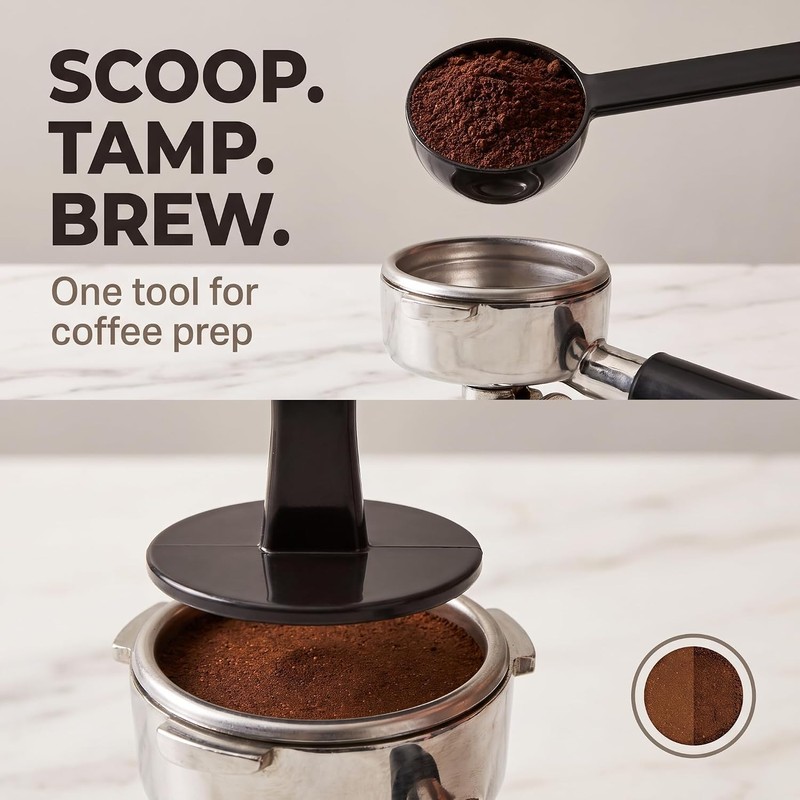 Black 2-In-1 Espresso Coffee Bean Spoon Tamping Scoop Tamper Tea