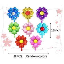 AnnoDeel 8 Pcs Beautiful Floral foil Balloons, 18inch Flower Balloons for Wedding Birthday Party Colorful Decorations, Random Color