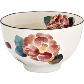 Ceramic Indigo Seasonal Rice Bowl, Camellia Size: Approx. φ4.3 inches (11 cm), H2.6 inches (6.6 cm), 02586