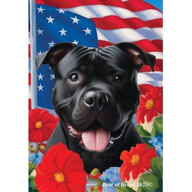 American Pit Bull Black - Best of Breed All-American Patriotic I House Flag