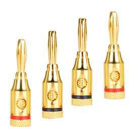 CHICIRIS Banana Plug, Gold Plated Banana Connector, Banana Connector for Speaker Cable, Speaker Cable, Banana Plug Adapter for Audio, HiFi, Music Adapter 4 Pack
