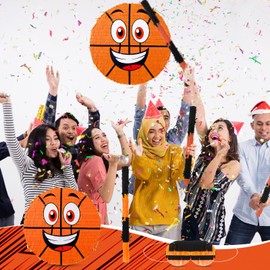 Poen Basketball Piñata Set, Party Piñata Bundle with a Blindfold, Bat and Confetti 13 x 13 x 3 Inch Funny Piñata for Birthday Sports Theme Party Piñata Games Decorations