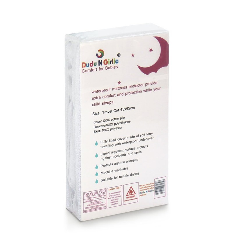 Dudu N Girlie Waterproof Travel Cot Mattress Protector, Non Noisy
