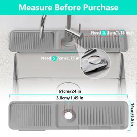24 Inch Longer Faucet Mat for Kitchen Sink [5° Slope Fast Self-draining]Bathroom Kitchen Sink Splash Guard Silicone Sinks Faucet Mat Splash Guard for Kitchens Sinks Area Tidy Splashs Draining Mats