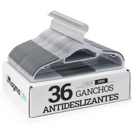 MAGMALIFE 36 Ganchos para Ropa de Plástico Premium: Gancho Plateado Giratorio 360 Grados, Antideslizante, Ideal para Todo Tipo de Ropa, Elegantes y Si