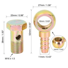 X AUTOHAUX Hollow Screw 16 mm Motorcycle Brake Banjo Hollow Screws Fittings Bolt Washer Kit M16 x 1.5