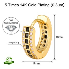 VEXXS Hoop Earrings for Men Women,14K Gold Plated Iced Out Hoops Earrings,5A CZ Stones Men’s Earrings,Hypoallergenic Earrings,Birthday Christmas Jewelry Gift for Men Women (D-Gold)