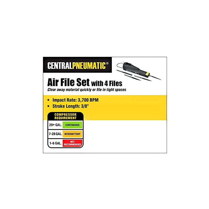 Central Pneumatic Air File With Flat Cut, Half Round, Round