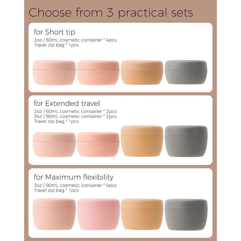 TakeToday Travel Containers for Toiletries, Leak-proof, TSA Approved, Refillable Silicone