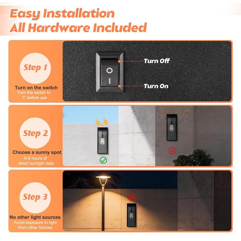 15'' Solar Outdoor Wall Lights Dusk to Dawn Solar Powered