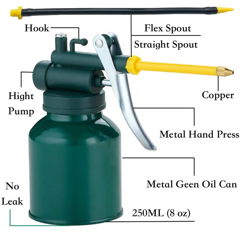 2 Sets Green Metal Oil Can with 3 Spouts-9 in.