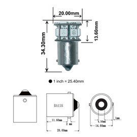 PA 2 bombillas LED 13SMD 1156 Ba15s azul hielo 12V para señal de giro, marcador lateral, parada, marcha atrás, luz trasera (1073 1003 1093 1129 1141 1159 1259 1459 1619 1651 1680 346 50 50 07 5008 7506 7527 Disponible)