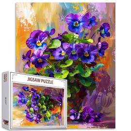 Tucocoo 1000 Piece Jigsaw Puzzles for Adults African Violet Painting Jigsaw Puzzle Beautiful Purple Flowers 1000 Pieces Puzzles for Challenging Family Activity Game Floral Art Wall Decor DIY Puzzle
