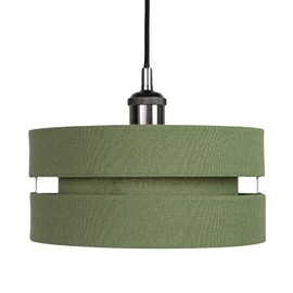 Contemporary Quality Olive Green Linen Fabric Triple Tier Ceiling Pendant Light Shade | 60w Maximum | Designer Style | 26cm Diameter by Happy Homewares