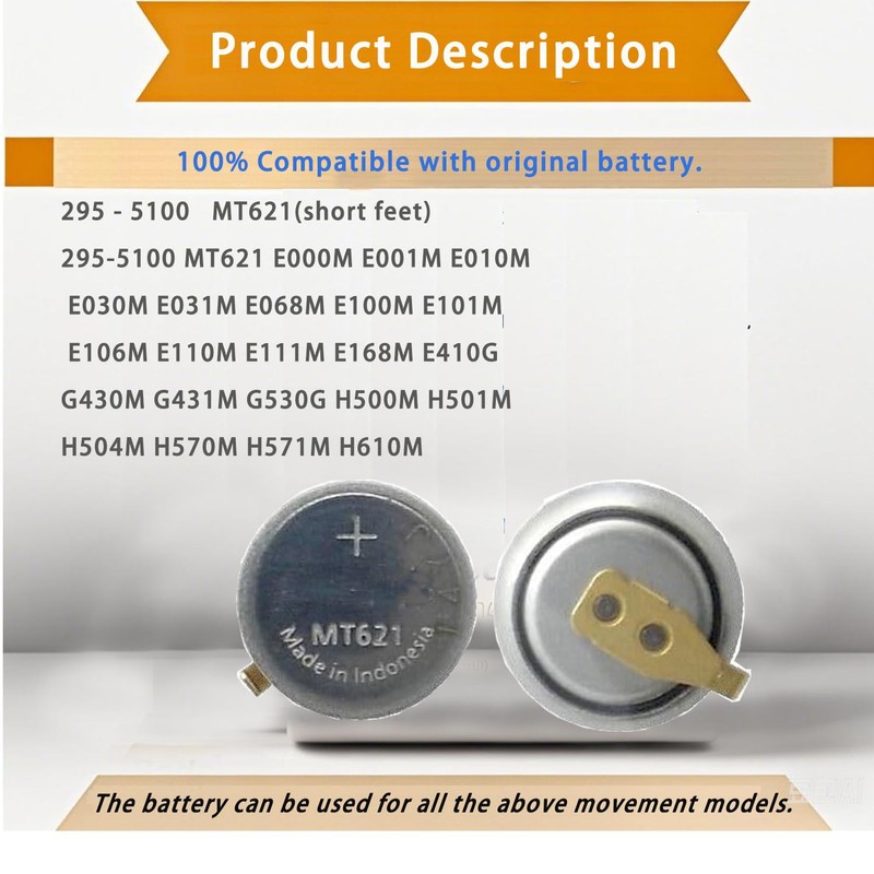 JUYUXIVM 𝗡𝗲𝘄 295-5100 Battery,Compatible with Panasonic Citizen Eco-Drive 295-51 MT621