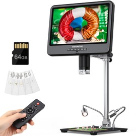 Andonstar 4K 30FPS Digital Microscope with 10.1" Screen, 3840P UHD Video Audio, Pro Boom Arm Stand for Soldering, Electronics Repair, Coin, AD208S-Pro HDMI Electronic Microscope for Adults, 64GB