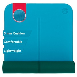 Manduka Begin - Esterilla de yoga de alta calidad de 5 mm de grosor con rayas de alineación. Reversible, ligera con amortiguación densa para apoyo y e