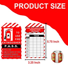 25 Pack Monthly Fire Extinguisher Inspection Tags Record 4 Year with Adjustable Wire Ties - 3.25 x 5.75 Inch PP Extinguisher Recharge and Inspection Record Tag for Indoor Outdoor Fire Extinguishers