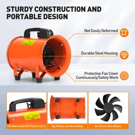 Rengue 8 Inch Utility Blower Fan with 24.6 FT Hose, Exhaust Fan with Duct, High Velocity Blower Extractor and Ventilation Fan with Low Noise