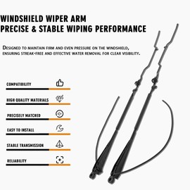 RigidWire 1 Pair Front Windshield Wiper Arm Kit Protection Fits Compatible with Kenworth 2000-2004 W900 2005-2007 C500 Single Motor Style Replaces OE 602-5409 602-5410 1120600BWS 1020600BWS GS27521
