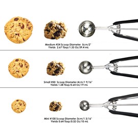ds. distinctive style Small Cookie Scoop #50-1.28 Tablespoon Scoop - Small Ice Cream Scoop, Made of Food Grade 304 Stainless Steel with Comfortable Rubber Grip Handles