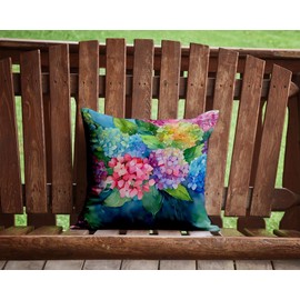 Caroline's Treasures Flowers in Watercolor Floral Throw Pillow, 14Hx14W, Hydrangeas 1577