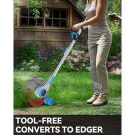 YardEz Weed Wacker Cordless, 20V MAX* 4.0Ah Battery Operated, Runing Time 75 mins, Weight only 5.2 lbs, Bladed Edger/Trimmer/Mower in 1 (with 4.0Ah Battery)