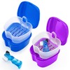 2 Pack Denture Bath Case Dental False Teeth Holder with