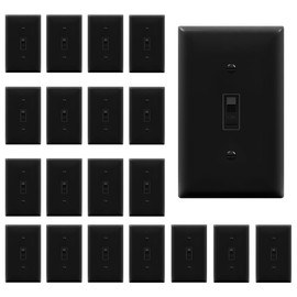 TG Toggle Light Switch with Wall Plate, Single Pole Electrical Wall Switch, 15 Amp, 120V-277V AC, Grounding Screw, Residential Grade, UL Listed, LS-T115-BKP20P, Black (20 Pack)