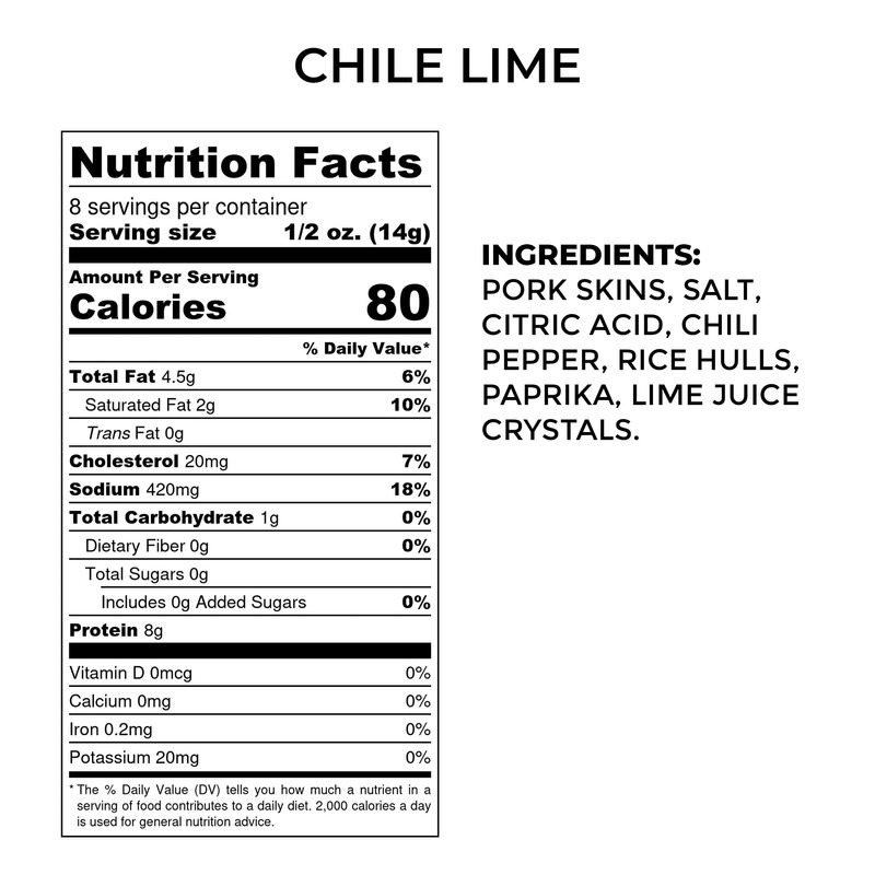 Rib Rack Pork Rinds, Chile Lime - 4 x 4