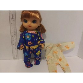Handmade Doll Clothes made to fit 12"  Baby Alive Doll - 2   footsie Pajamas-  E73
