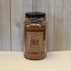 Thompson's Candle hblm Super Scented Honey Bourbon Large Mason Jar Candle- Burns 85 Hours, 20 Ounce